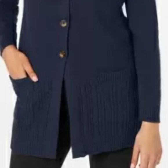 𝅺karen Scott Mixed Stitch Button Front Cardigan - Picture 3 of 3